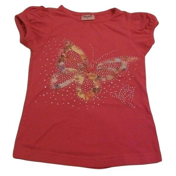 Wenchoice: Toddler Girls Small Rhinestone Butterfly Tee Size S - Picture 1 of 6